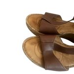 Born Brown Leather Cork Wedges Sandals Ankle Strap Braided Size 9 Women's Photo 4