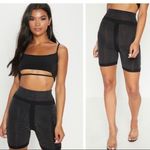 Pretty Little Thing PLT Black Textured Glitter Highwaisted Bike Short Photo 1
