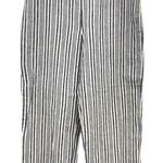 Carole Little 100% Linen Pants Womens 12 Navy White Striped Wide Leg Boho Zip Photo 0