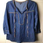 Hannah Petite Studded Blue Denim Boho Tunic Top Size undefined Photo 0