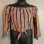 No Comment NY-LA striped off shoulder crop top Photo 0