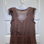 Loft Brown Swiss Dot Ruffle V Neck Aline Dress size 6 Photo 8