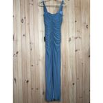 Lulus NWT  Amazing Presence Slate Blue Mesh Ruched Column Maxi Dress Banquet S Photo 5