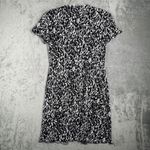 Dressbarn Dress Women's 12 Black White Print Ring Front Pleated Y2k Office Siren Photo 2