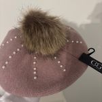 NWT mauve beret with pompom and pearl detail perfect to gift Christmas White Photo 1