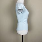Aritzia Babaton Contour Bodysuit Womens Medium Baby Blue Squareneck Short Sleeve Photo 3