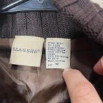 Massini Suede Ribbed Knit Collar Button Front Jacket Women M Dark Brown Size M Photo 2