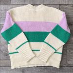 Lush Clothing Lush Cream, Green, and Purple Striped Sweater Photo 1