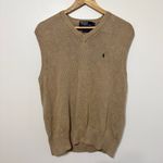 Ralph Lauren  V Neck Sweater Vest Linen Cotton Medium Large Tan Brown Top Photo 1