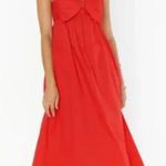 Show Me Your Mumu NEW Best Bow Midi Dress Cherry Poplin Women L Holiday Romantic Photo 0