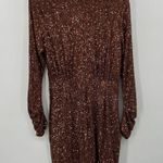 Ronny Kobo Jane Dress Sequined Knit Mock Neck Mini Dress in Brown Size XL Photo 6