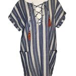 Tularosa Warren blue & white striped short sleeve tunic mini dress size S Photo 1