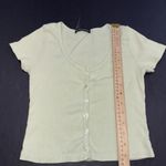 Brandi Melville Green Minimalist Full Button Cotton Crop Short Sleeve Top 0 Photo 4