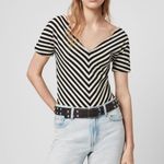 All Saints Monochrome Chevron Bodysuit Size XSmall Photo 3