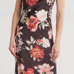 Bebe  printed satin bias midi dress black floral Photo 0