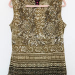 Y2K Womens Babydoll Top Size L Green Beaded Boho Floral Forest Fairy Goblincore Size L Photo 0