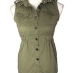 Disney D-Signed Studded Skull Print Olive Green Cargo Vest Photo 0