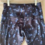 New Navy Blue full length leggings with cobalt blue pattern Size L Photo 2