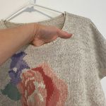 VINTAGE KORET Cream Beige Floral Short Dolman Sleeve Linen Cotton Sweater PETITE Pink Size undefined Photo 5