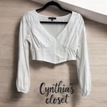 Kendall + Kylie Cropped Long Sleeve Top Women's XS Chic Trendy Linen Blend Photo 12