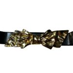 VTG Mimi Di N Bow Belt 1986 Gold Interlocking Front Clasp Statement Belt Buckle Black Photo 1