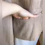 Larry Levine Signature By  one Button TanBlazer Chalk Stripe Fabric Jacket SZ 18 Photo 6