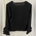 ZARA Basic Collection Black Bow Sleeve Details V Neck Blouse Women’s Size XS Photo 1