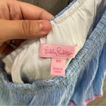 Lilly Pulitzer Emmeline Dress Lapis Blue Summer Seersucker Mini One Shoulder Photo 4