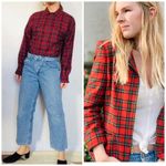 Vintage 90s Red Plaid Cropped Zip Jacket F Stop Grunge Tartan Indie Sleaze Sz 12 Photo 2