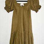 Jen's Pirate Booty Night Bird Mini Smocked Green Linen Blend Dress Size XS Photo 1