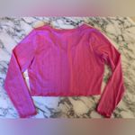 Abound  Women's Long Sleeve Scoop Neck Button Front Crop Knit Top Hot Pink XL NWT Photo 2
