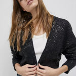 Maeve  Anthropologie Sparkling Black‎ Cardigan M/L Photo 0
