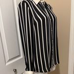 Ralph Lauren Lauren Women’s Sheer Black and Cream Striped Silk Blouse, Size L Photo 2
