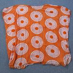 Orange Swim Coverup Tunic One Size Drawstring Orange White Hand Made Rayon Flowy Photo 5