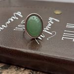 Handmade Green Jade Oval Adjustable Ring Stainless Steel Boho Jewelry Photo 4