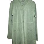 Eileen Fisher Stand Collar Jacket Sweater Cardigan Button Front Sea Green Medium Photo 1