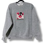 Warner Bros. 1996 Looney Tunes vintage Sylvester the cat sweatshirt pullover Gray Size L Photo 0
