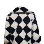 Women's long sleeve square print open front fur crop coat S,M,L Multiple Size L Photo 3