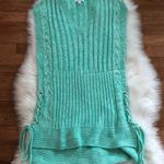 Teal Cable Knit V Neck Sweater Vest Size M Photo 0