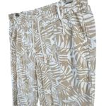 Cali 1850 Linen Beach Pants Womens M Tan White Leaf Smocked Pull On Coconut Girl Photo 3