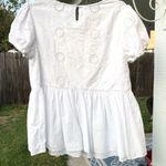 Roolee White Cotton Eyelet Puff Sleeve Blouse M Photo 5