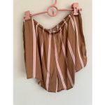 Aerie Pj to Party Pajama Set Button Down Short Size Small Brown Satin Pink Photo 8