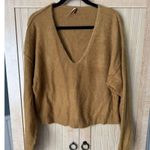 Free People Princess Sweater Gold Fuzzy Vneck Pullover S Photo 1