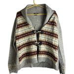 Eddie Bauer  Gray Women's XL Toggle Button Sweater Brown Tan Fisherman Wool Blend Photo 0