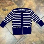 Cable & Gauge  Petite Striped Nautical Full Zip Cardigan Jacket PXL Photo 3