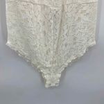 Free People Intimately  Bodysuit Womens Medium White Nylon Lace Snap Crotch Photo 2