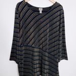 Chico's  Traveler's Knit Tunic Top Long Sleeve Black Gold Shimmer Size XL Chico 3 Photo 0