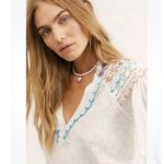 Free People Siesta Fiesta Boho Peasant Style Embroidered Top Women's Medium Photo 3