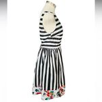Modcloth  "Miss Mix it" Cute Floral Stripped Dress Black and White Size Medium Photo 5