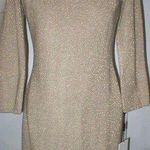 Calvin Klein New Womens S Dress Gold Metallic Sweater Date Long Sleeves Knee Wor Photo 0